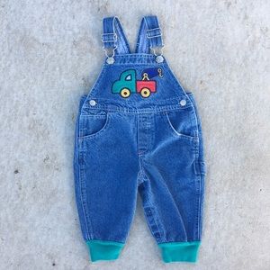 Vintage Baby Overalls 6-9 mo. Tow truck detailing